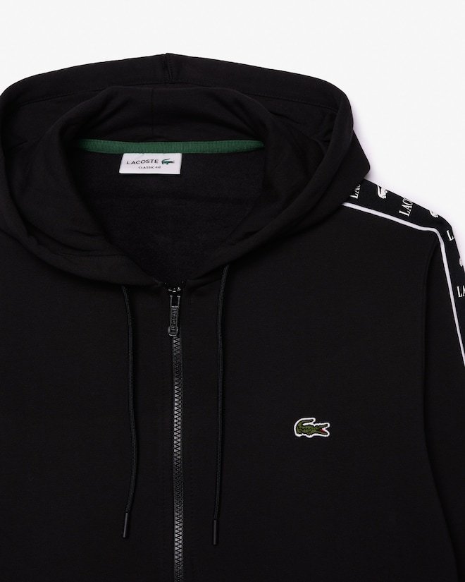 Sweatshirt zippé à capuche bandes siglées - Noir