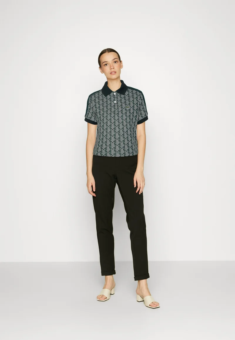 CROPPED POLO SHIRT WITH PRINT - Polo - vert beige