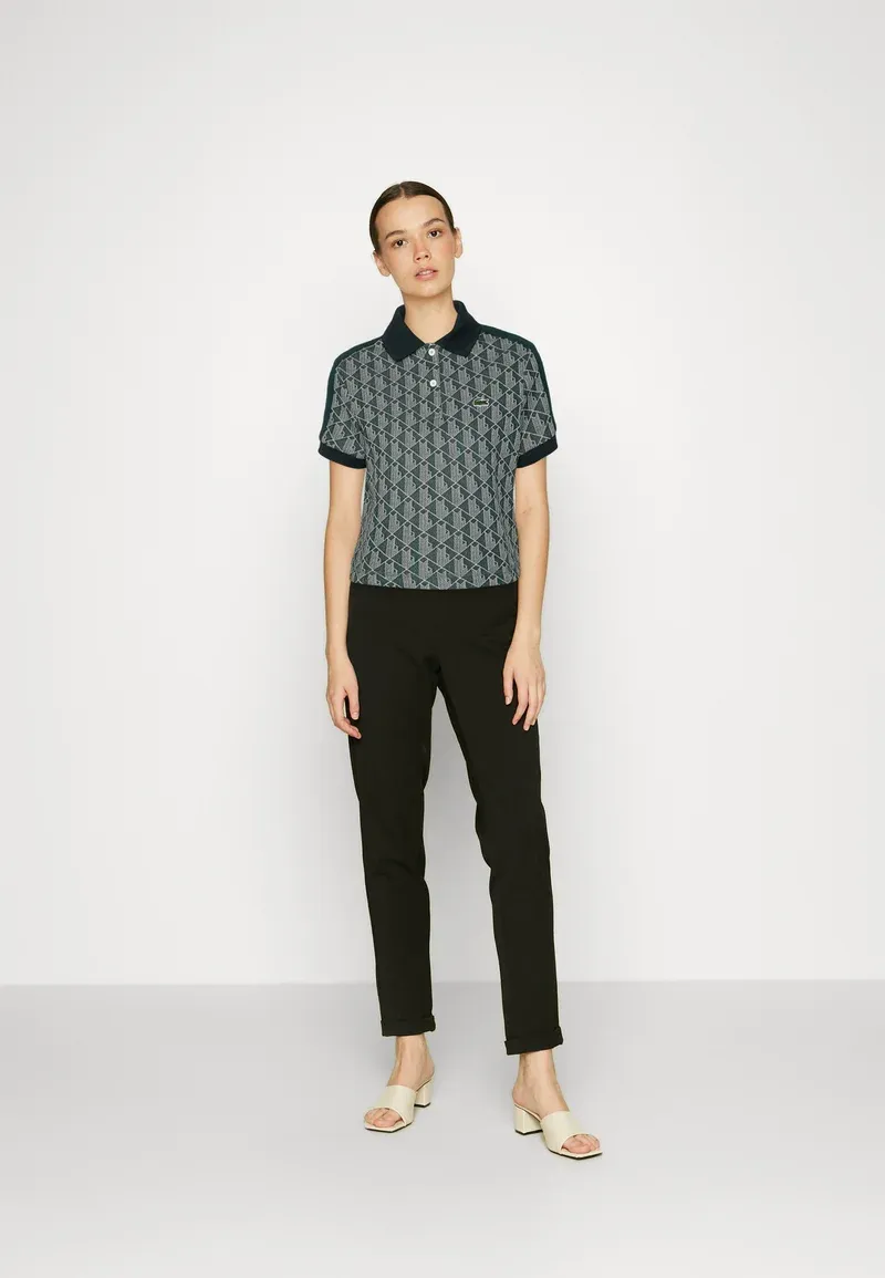 CROPPED POLO SHIRT WITH PRINT - Polo - vert beige