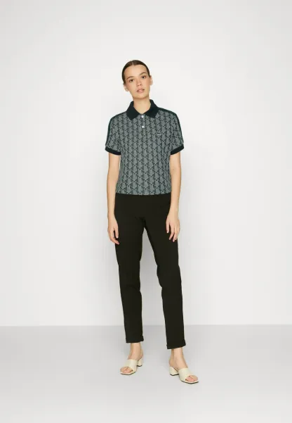 CROPPED POLO SHIRT WITH PRINT - Polo - vert beige