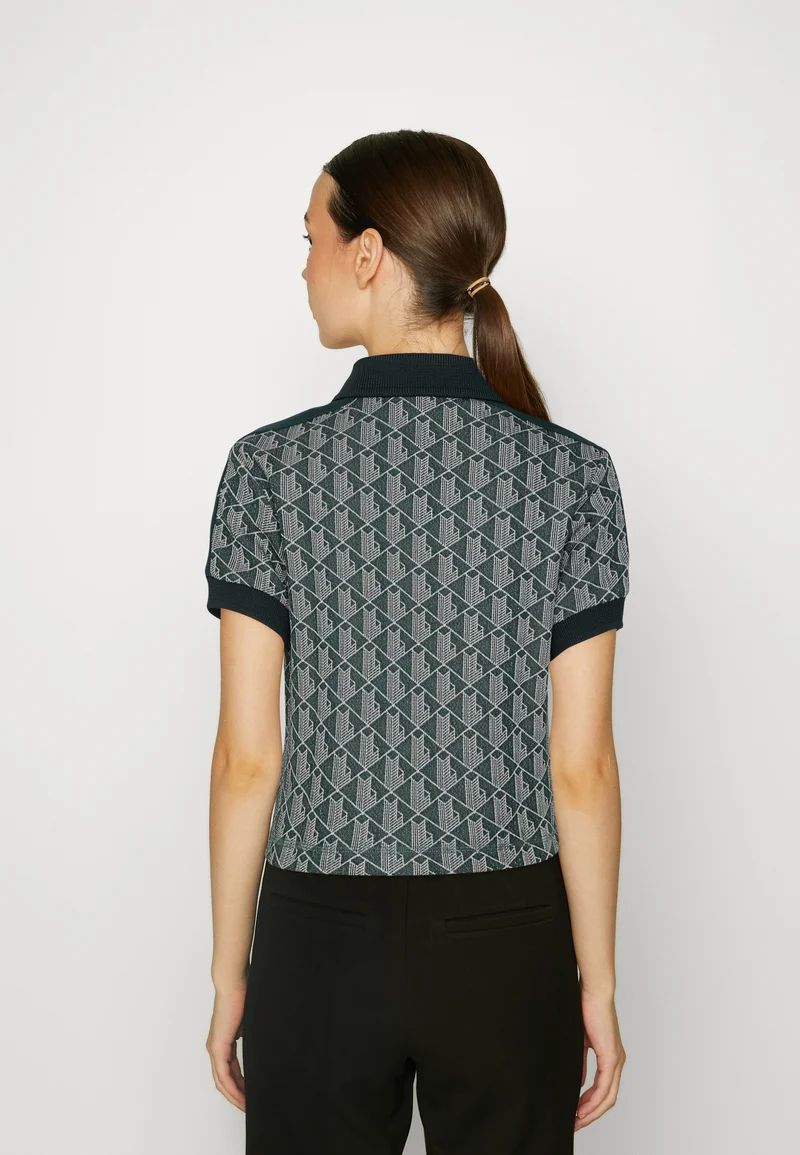 CROPPED POLO SHIRT WITH PRINT - Polo - vert beige