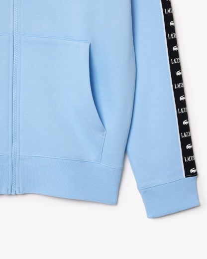 Sweatshirt zippé à capuche bandes siglées - Bleu pastel