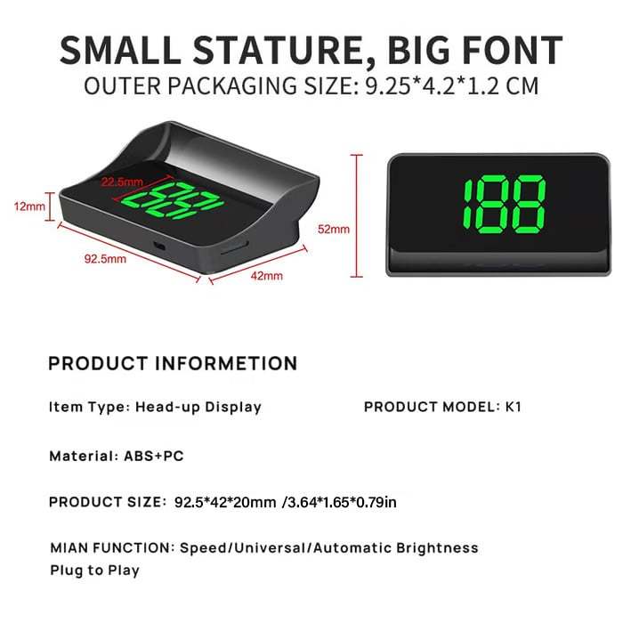 🚗 Head-Up Display Car GPS Digital Speedometer – HUD for Cars, Trucks & Motorcycles