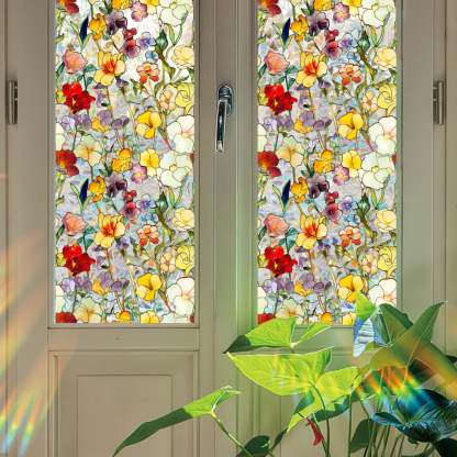 💐Colorful Floral Bouquet Window Sticker🖼️(Cut to size freely)