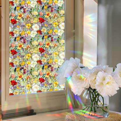 💐Colorful Floral Bouquet Window Sticker🖼️(Cut to size freely)