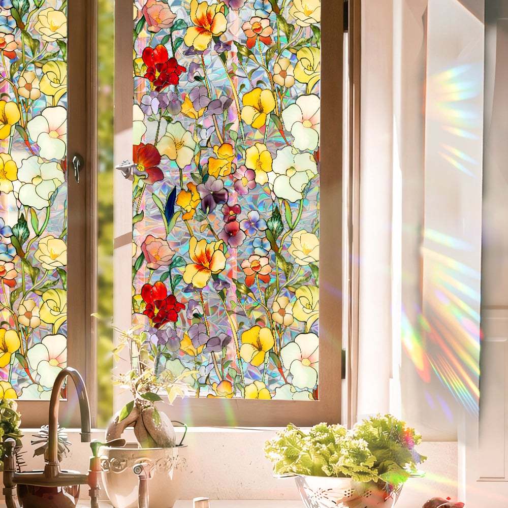 💐Colorful Floral Bouquet Window Sticker🖼️(Cut to size freely)