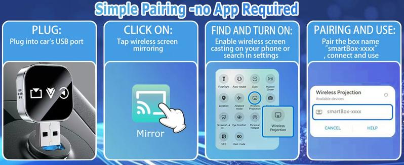 【Yurnlv】2026 Upgrade 3 in 1 AirPlay with Wired to Wireless Carplay Adapter, screen mirror and watching any app on your car screen, such as YouTube Netflix Tiktok Disney+ etc., the car must has factory wired CarPlay