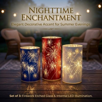 🕯️ ✨ Celebration Firework Lanterns – Premium Patriotic Red, White & Blue Trio