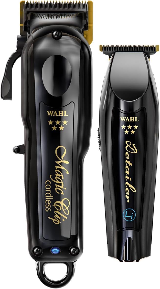 Wahl Cordless Barber Combo - Black Magic Clip Detailer Li, Cuchillas de Titanio, 100 Minutos de Autonomía-Habitatena