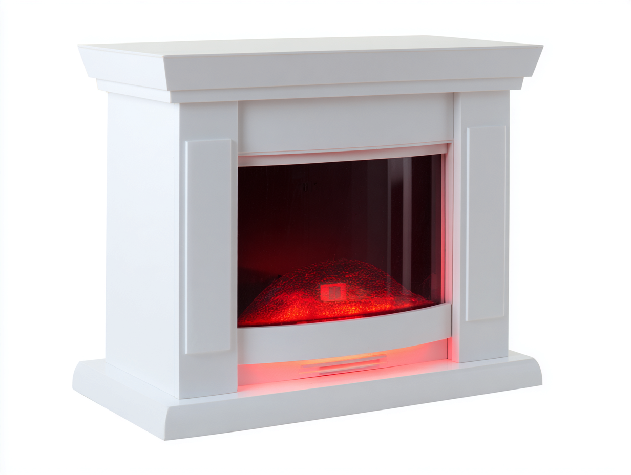 Chimenea eléctrica decorativa con estructura lacada - 120x35x100 cm - blanco - para salón - iluminación ambiente moderna-Habitatena