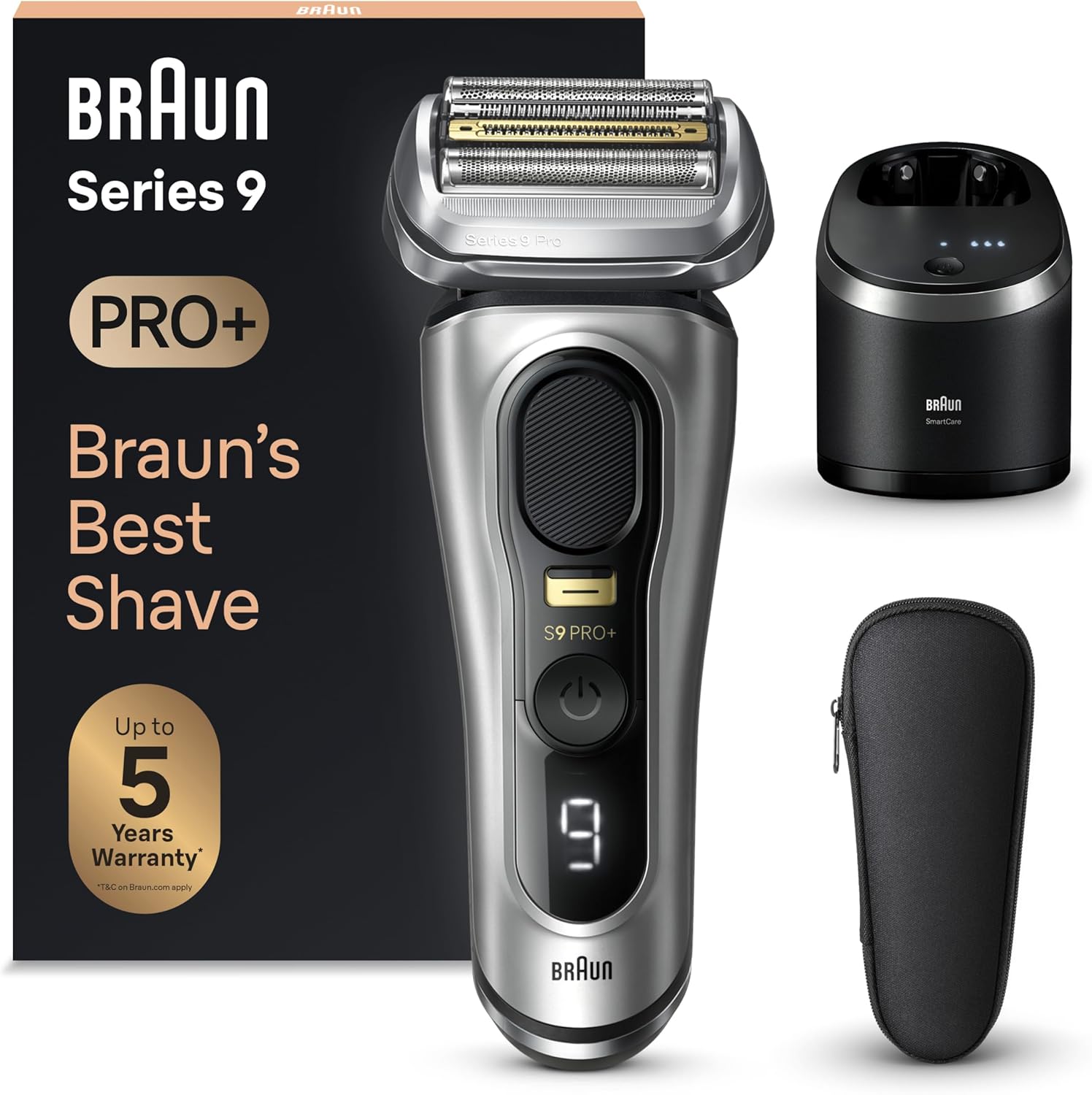 Braun Series 9 Pro Afeitadora Eléctrica Hombre, Máquina de Afeitar Barba, Centro De Limpieza SmartCare, En Seco Y En Mojado, 9567cc, Plata-Habitatena