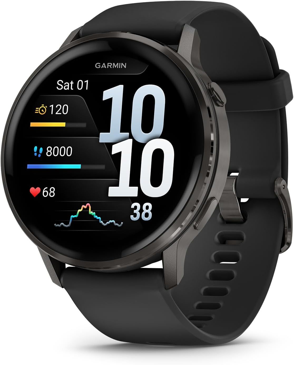 Garmin Venu 4, 45 mm, Smartwatch Premium con GPS, Pantalla táctil AMOLED, Diseño de Acero Inoxidable, Linterna LED, Funciones avanzadas de Salud y Forma física, 14 días de autonomía, Negro-Habitatena