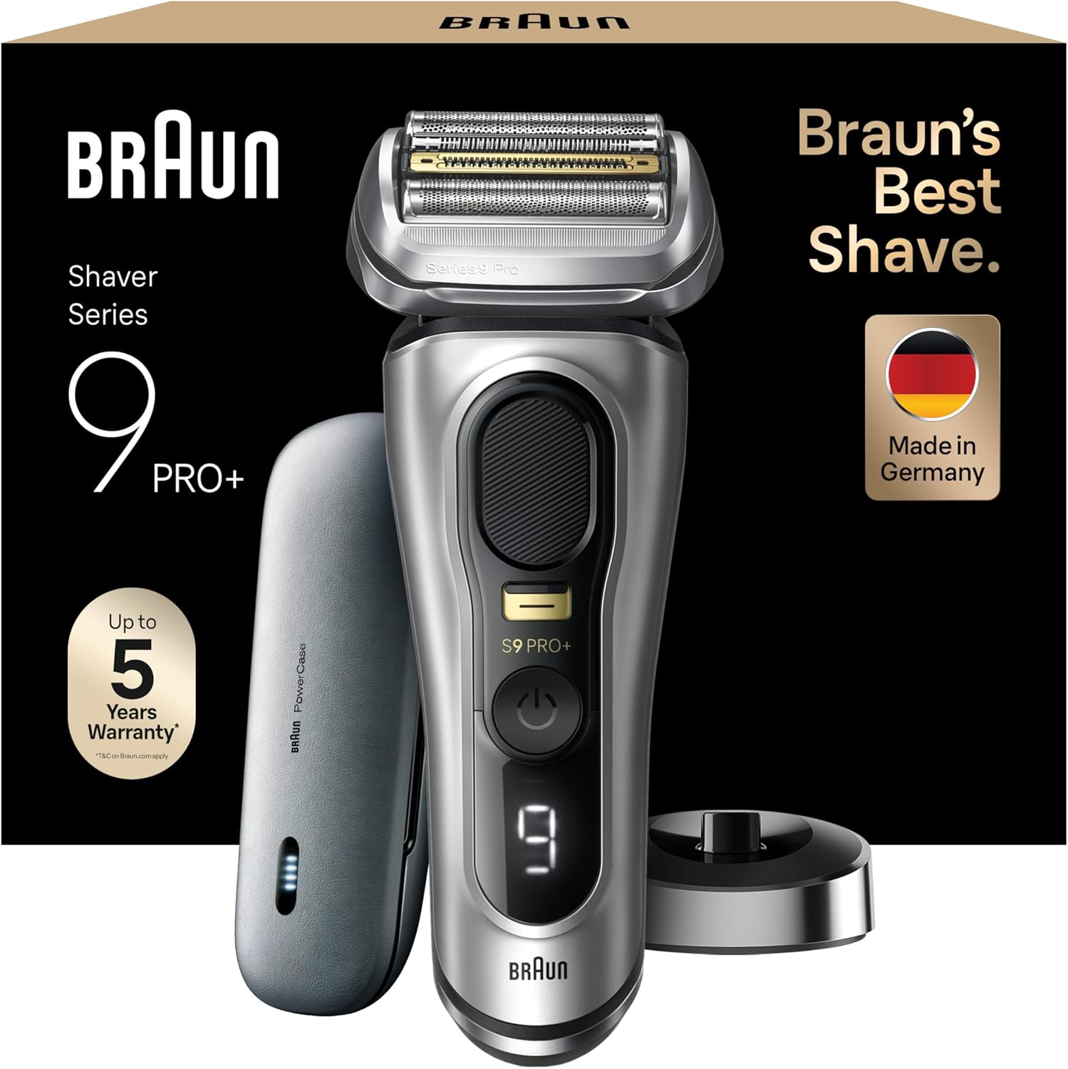 Braun Series 9 Pro Afeitadora Eléctrica Hombre, Máquina de Afeitar Barba, PowerCase, En Seco Y En Mojado, 9527s, Plata-Habitatena