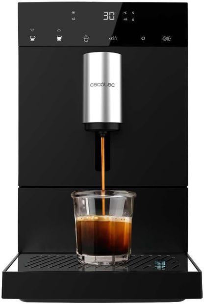 Cecotec Cafetera Superautomática Compacta Cremmaet Compact, 19 Bares, Sistema Thermoblock, Grano recién molido con Plug Play, Depósito 150gr café con molinillo, 1,1 L agua-Habitatena