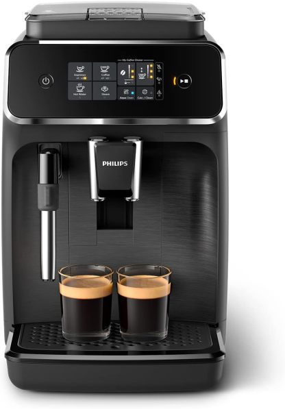 Philips Serie 2200 Cafetera Espresso Automática - 2 Cafés, Pantalla Táctil, Espumador de Leche Clásico, Molinillo Cerámico, Negro Mate EP222010-Habitatena