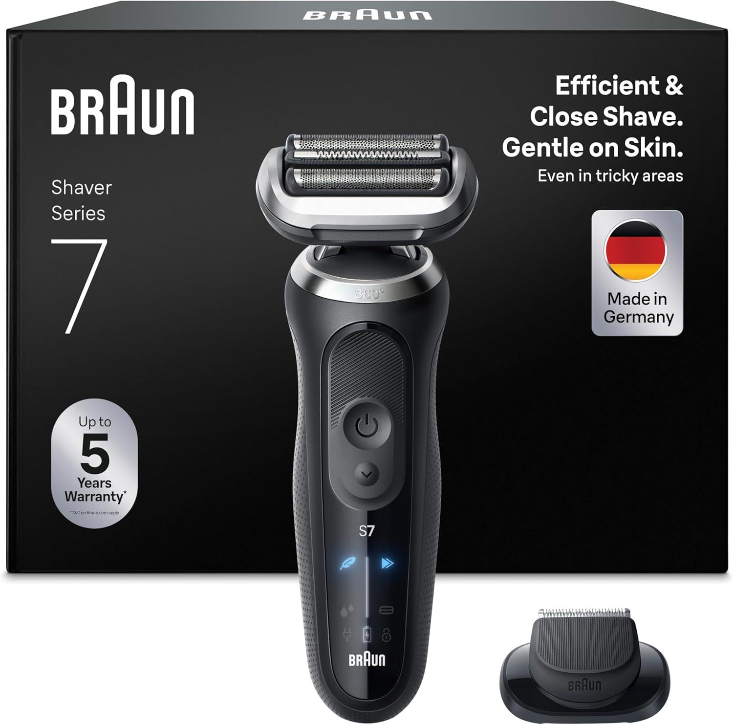 Braun Afeitadora Eléctrica Hombre Series 7, Máquina De Afeitar Barba En Seco Y En Mojado, 3 Modos De Afeitado, 60 Min De Uso, Recortadora De Precisión, Estuche De Viaje, 72-N1200SI, Negro-Habitatena