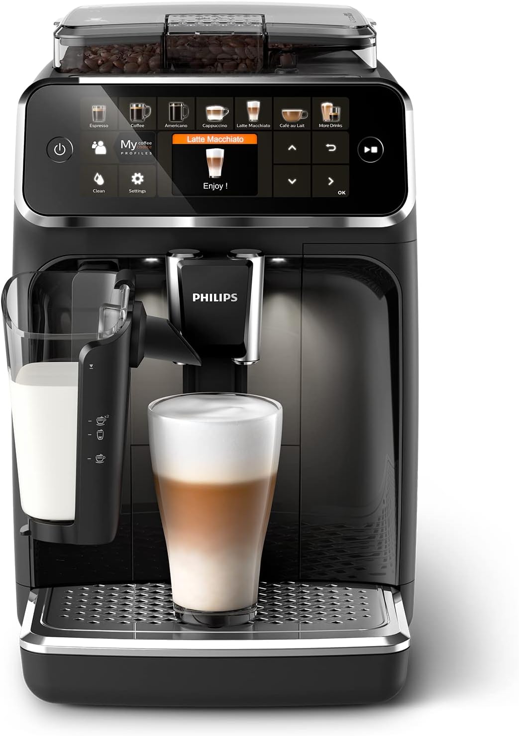 Philips Serie 5400 Cafetera Superautomática - Sistema de Leche LatteGo, 12 Variedades de Café, Pantalla Intuitiva, 4 Perfiles de Usuario, Negro EP544150-Habitatena