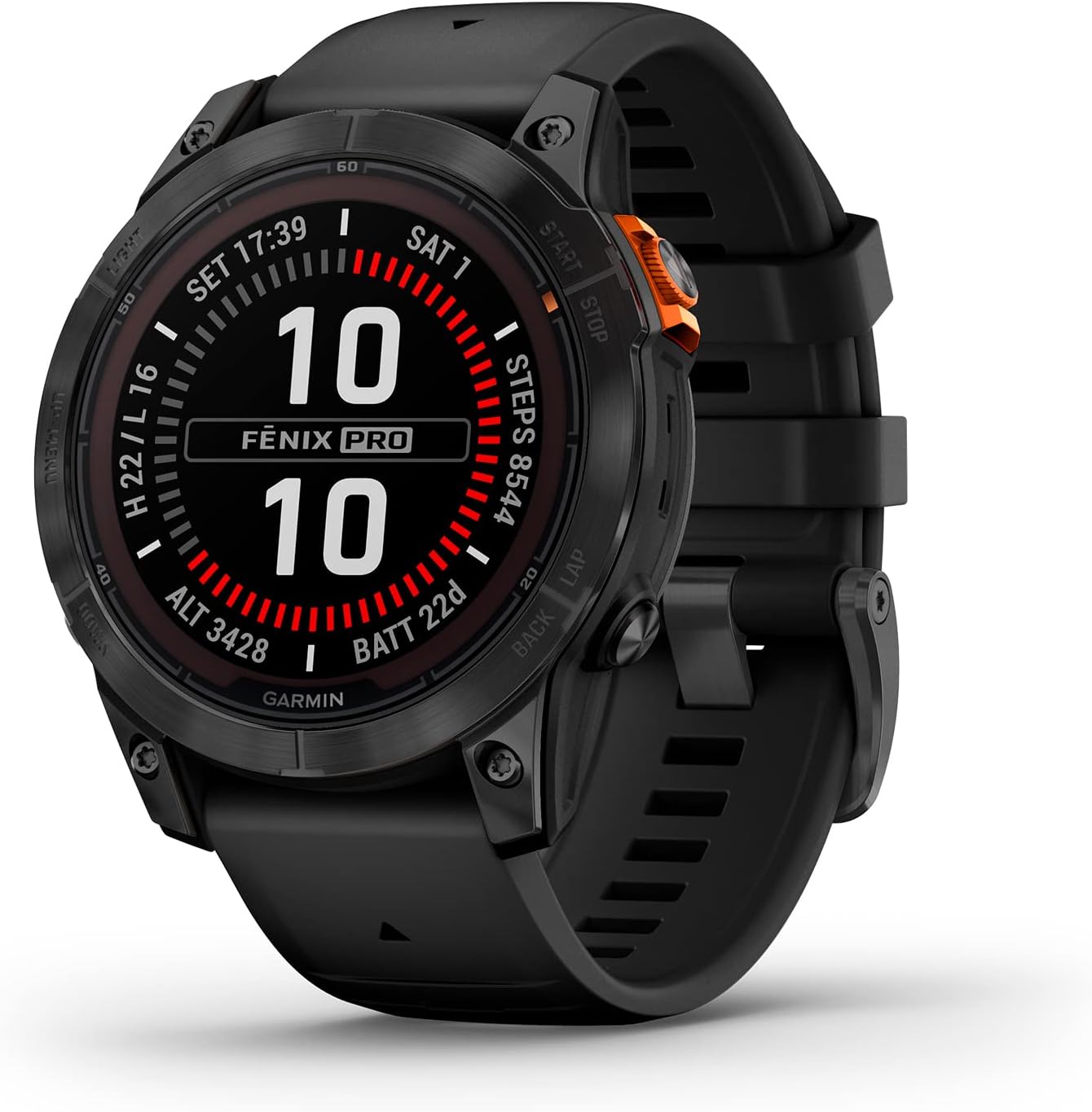 Garmin fenix 7 Pro Solar, Reloj GPS Multideporte con Carga Solar, Pantalla táctil, Linterna LED, frecuencia cardíaca, mapas, música y 22 días de batería, Negro-Habitatena