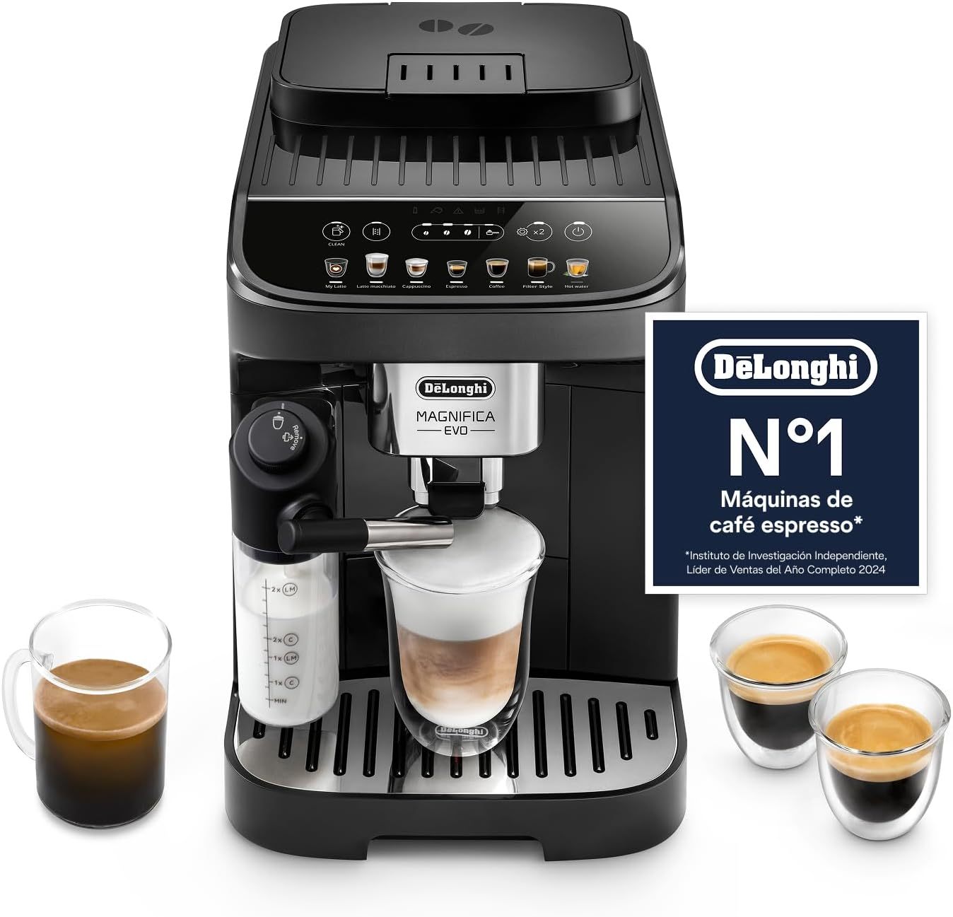 DeLonghi Magnifica Evo Cafetera Superatomática para Café y Cappuccino, ECAM292.81.B, Sistema LatteCrema, 7 Recetas, Negra-Habitatena