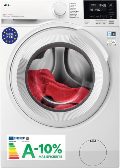 AEG LFR7184N2V, Lavadora de Carga Frontal 8 Kg, 1400 rpm, Libre Instalación, Función Vapor, Lavado Rápido, Cajón Universal, Motor Inverter, Display LCDLED, Serie 7000, Blanca, Clase A-Habitatena