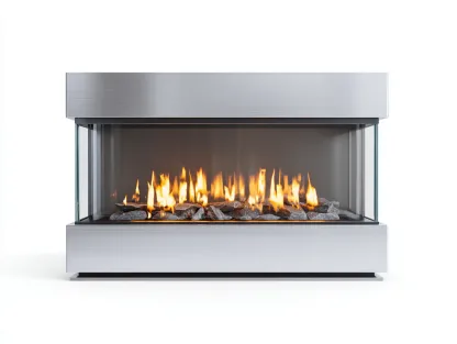 Chimenea eléctrica acero inoxidable vidrio - 150x40x60cm - plata - salón moderna efecto llama-Habitatena