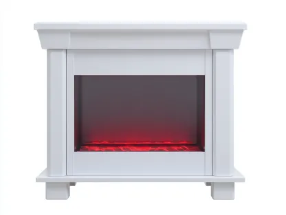 Chimenea eléctrica madera MDF vidrio - 110x30x95cm - blanco - salón estilo clásico efecto luz-Habitatena