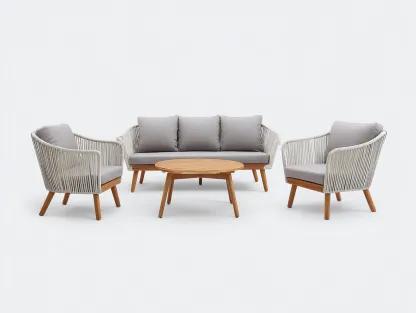 Conjuntos de sofá y sillón de jardín ratán sintético - sofá 185x85x78 cm - marrón/beige - para jardín - diseño moderno-Habitatena