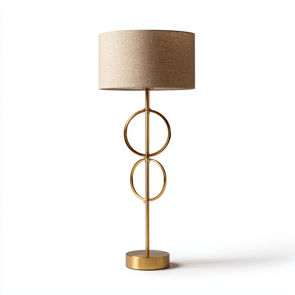 Lampada da terra - metallo-tessuto - 32x32x168 cm - oro-beige - stile moderno-Nestleia