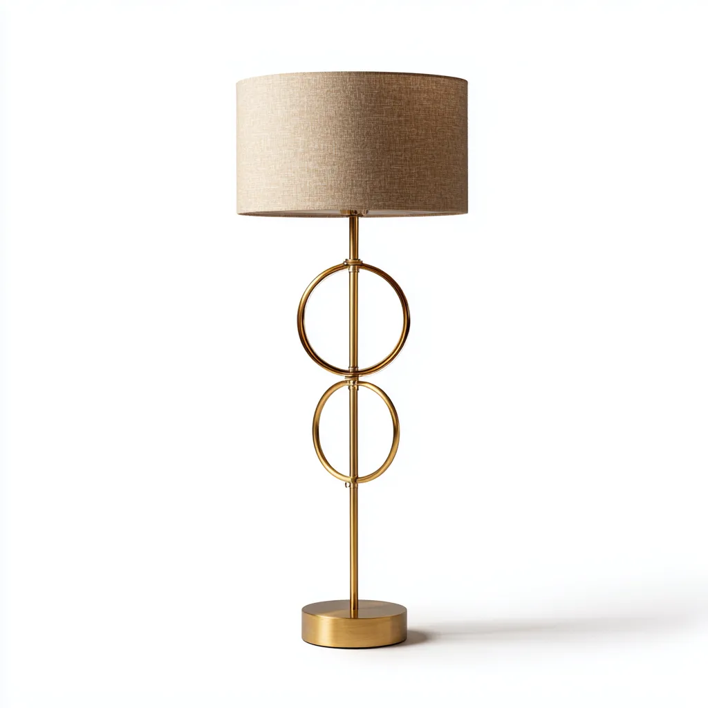 Lampada da terra - metallo-tessuto - 32x32x168 cm - oro-beige - stile moderno-Nestleia