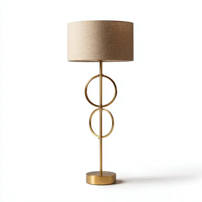 Lampada da terra - metallo-tessuto - 32x32x168 cm - oro-beige - stile moderno-Nestleia