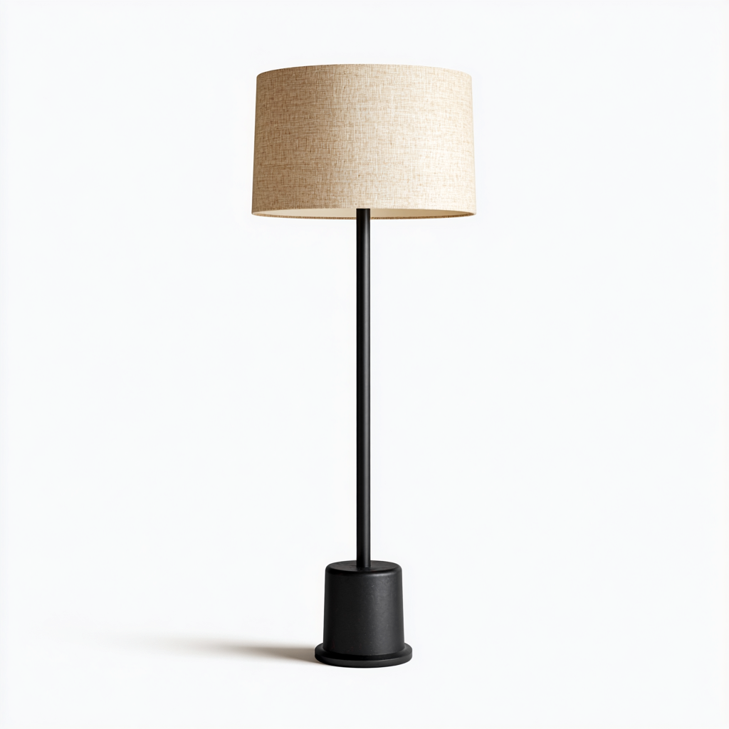 Lampada da terra - metallo-tessuto - 28x28x165 cm - nero-beige - stile moderno-Nestleia