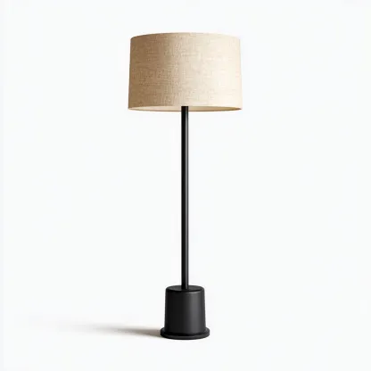 Lampada da terra - metallo-tessuto - 28x28x165 cm - nero-beige - stile moderno-Nestleia