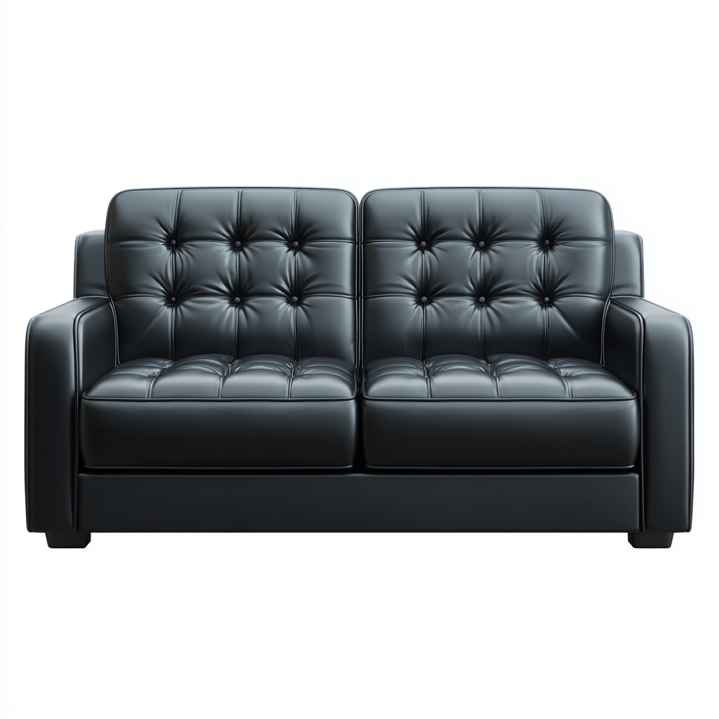 Divano lineare-pelle-legno-metallo-178x88x87 cm-nero-design classico-Nestleia