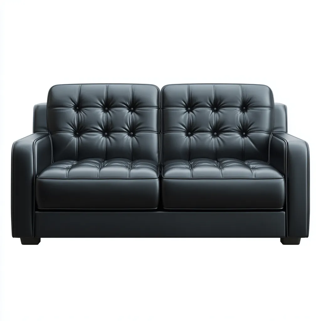 Divano lineare-pelle-legno-metallo-178x88x87 cm-nero-design classico-Nestleia