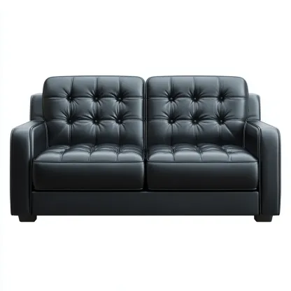 Divano lineare-pelle-legno-metallo-178x88x87 cm-nero-design classico-Nestleia