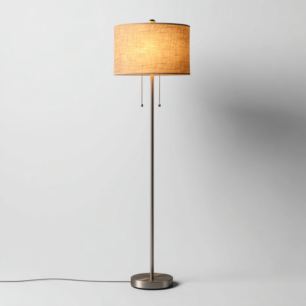 Lampada da terra - metallo-tessuto - 33x33x170 cm - bronzo-beige - stile moderno-Nestleia