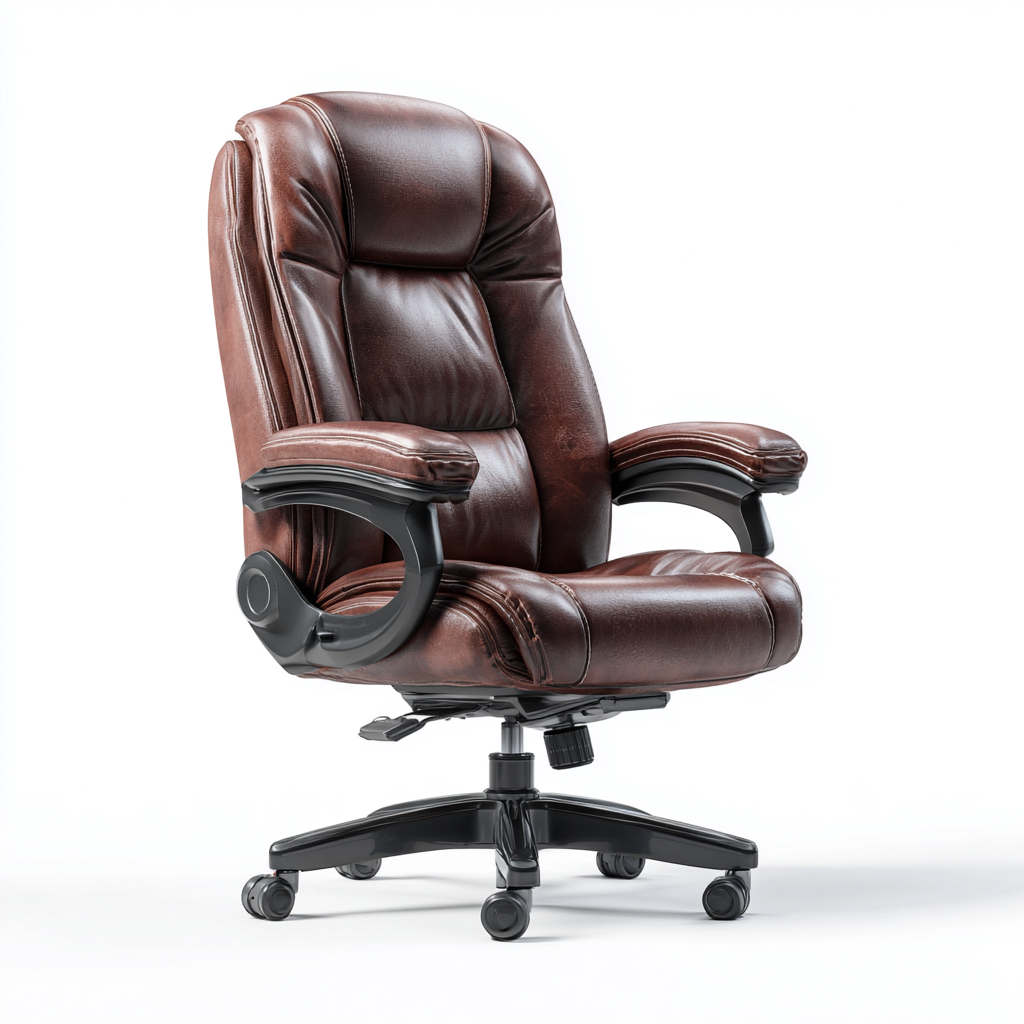 Sedia da ufficio - pelle sintetica - 70x65x115 cm - marrone - ergonomica-Nestleia