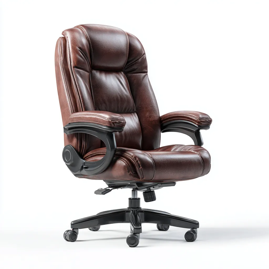 Sedia da ufficio - pelle sintetica - 70x65x115 cm - marrone - ergonomica-Nestleia