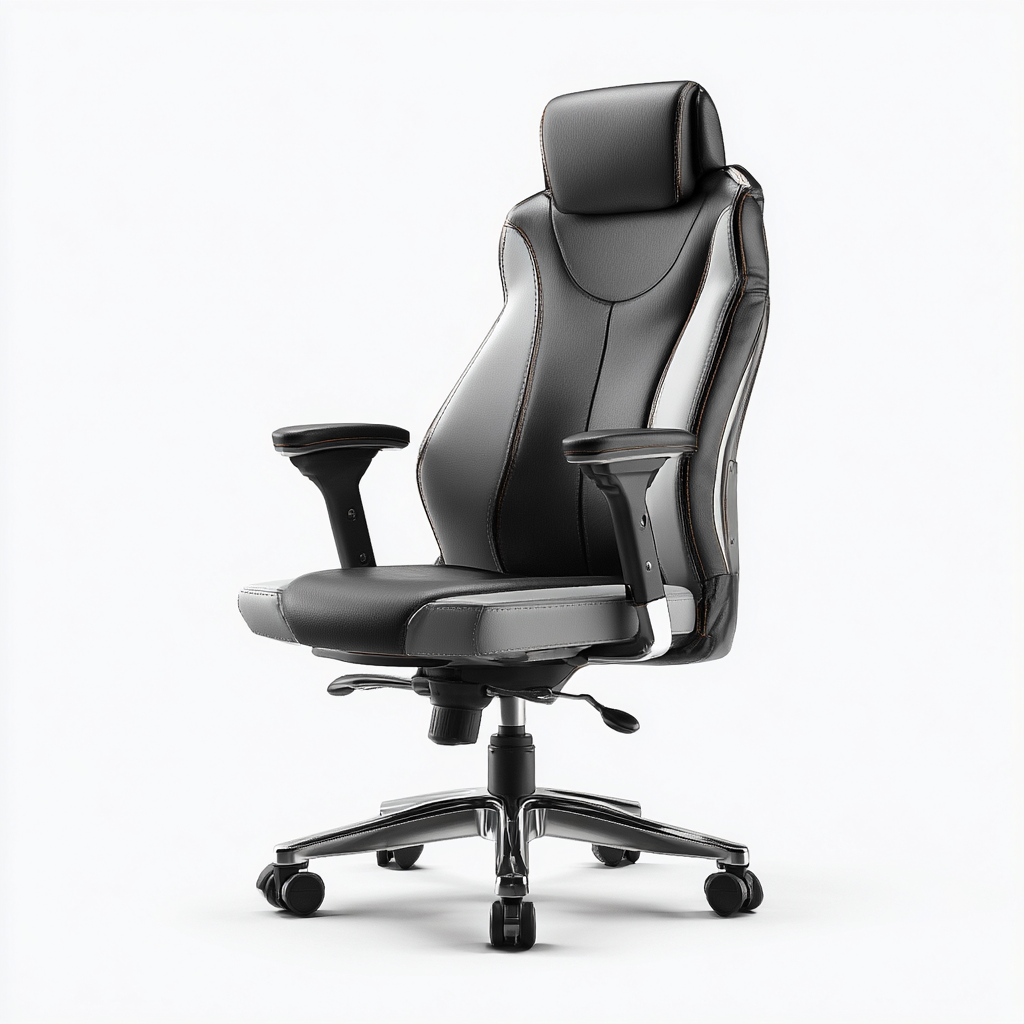 Sedia da ufficio - pelle sintetica - 70x65x124 cm - nero-bianco - ergonomica-Nestleia