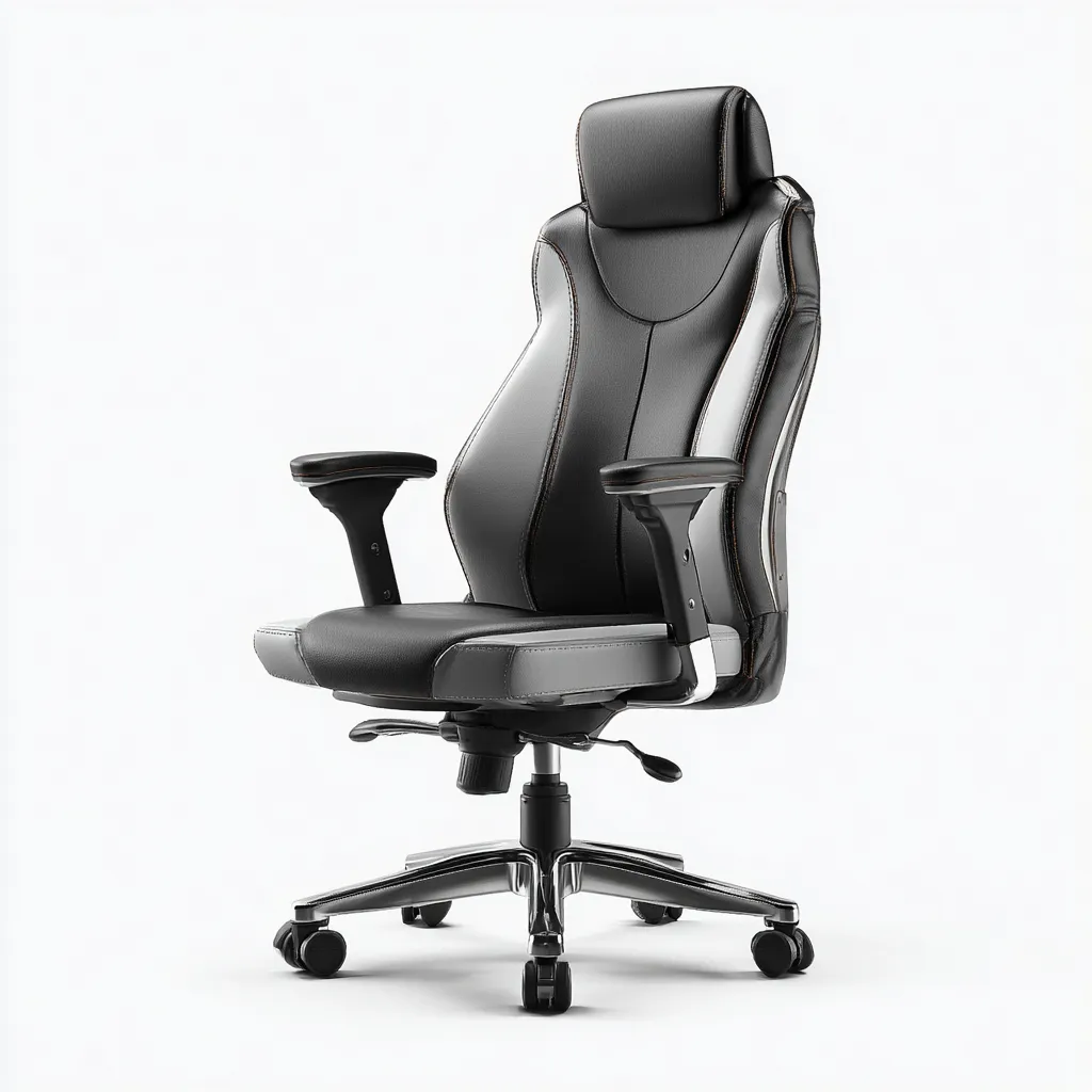 Sedia da ufficio - pelle sintetica - 70x65x124 cm - nero-bianco - ergonomica-Nestleia