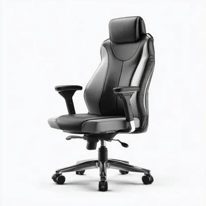 Sedia da ufficio - pelle sintetica - 70x65x124 cm - nero-bianco - ergonomica-Nestleia