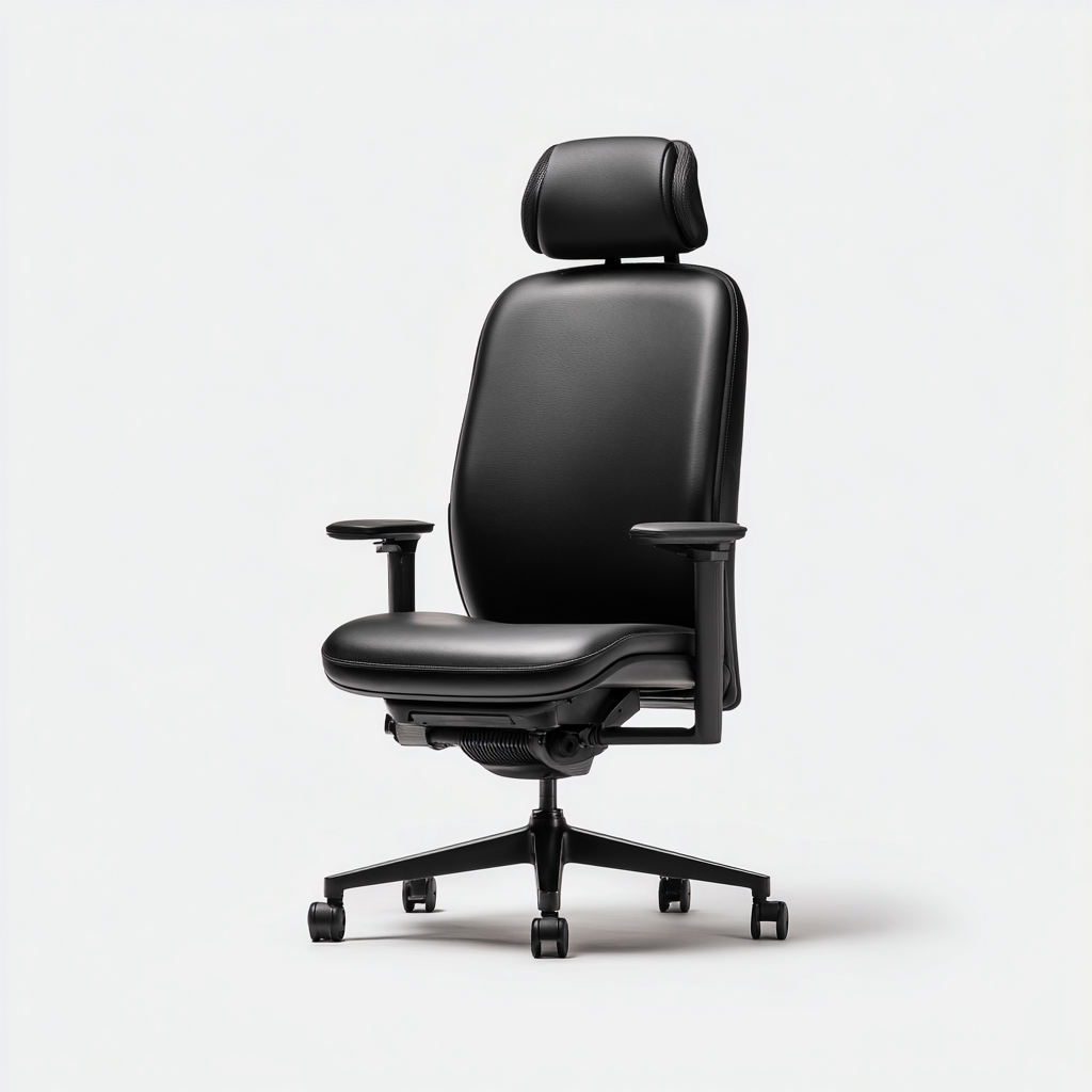 Sedia da ufficio in pelle-plastica-metallo 53x50x125 cm nero design ergonomico-Nestleia