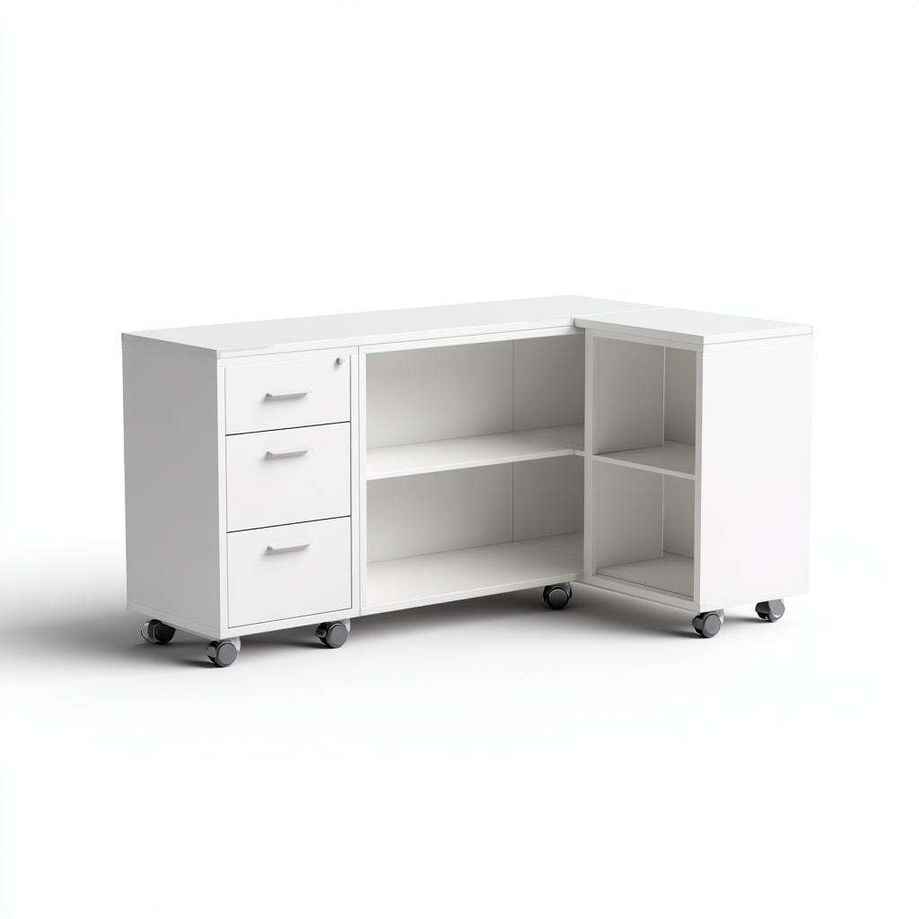 Armadio per ufficio-legno-metallo-135x55x72 cm-bianco-design moderno-Nestleia