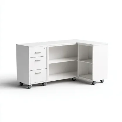 Armadio per ufficio-legno-metallo-135x55x72 cm-bianco-design moderno-Nestleia