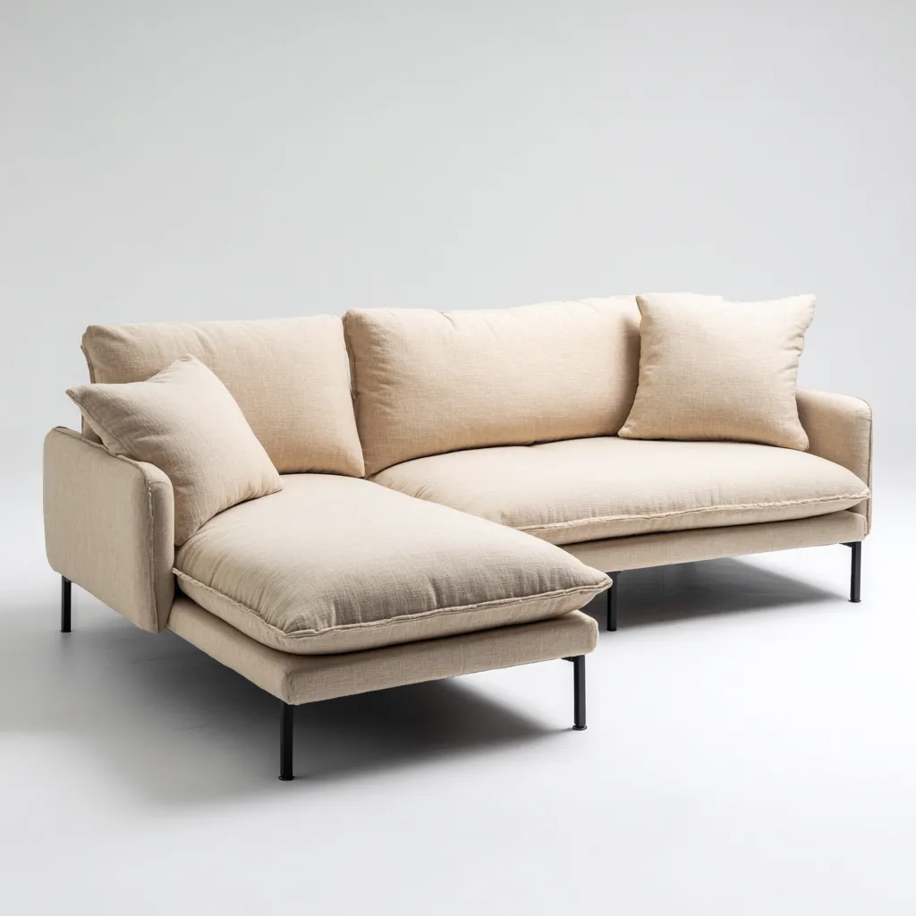 Divano angolare-tessuto-legno-metallo-245x155x80 cm-beige naturale-design moderno-Nestleia