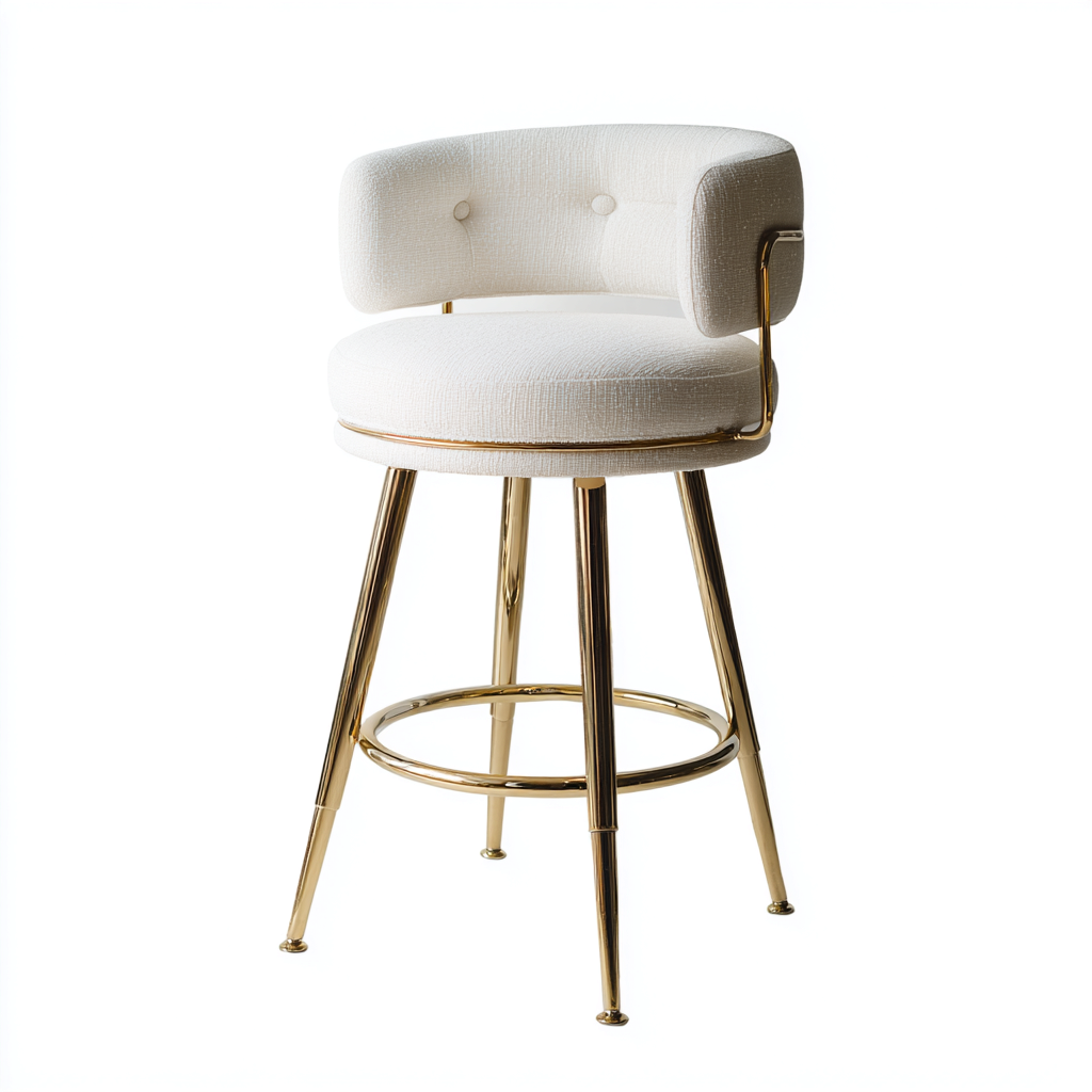 Sgabello da bar-tessuto-metallo-48x50x103 cm-bianco-design moderno-Nestleia