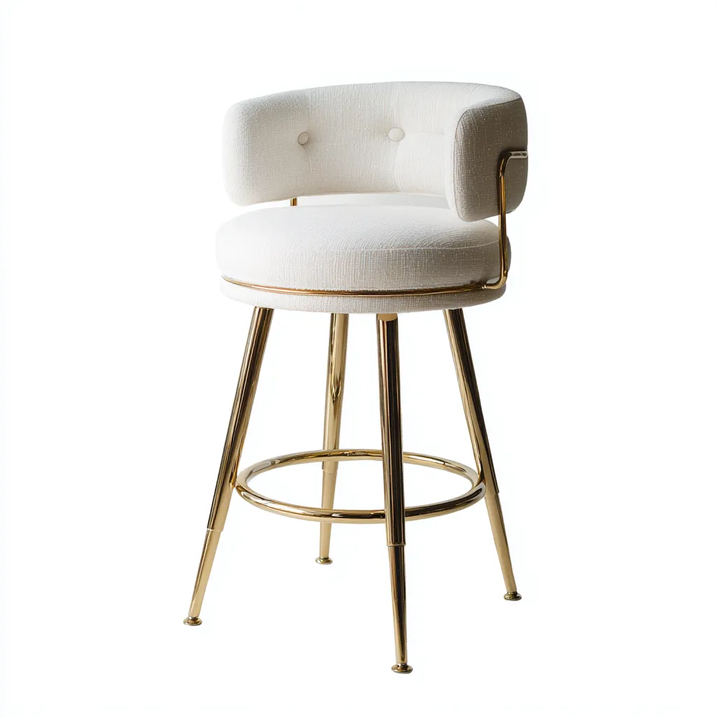 Sgabello da bar-tessuto-metallo-48x50x103 cm-bianco-design moderno-Nestleia