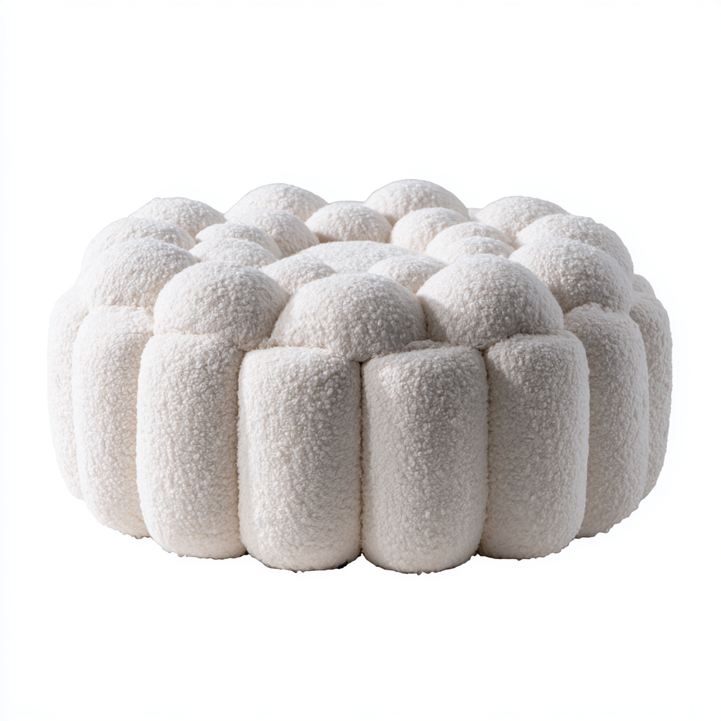 Pouf-boucle-62x62x36 cm-bianco crema-design moderno-Nestleia