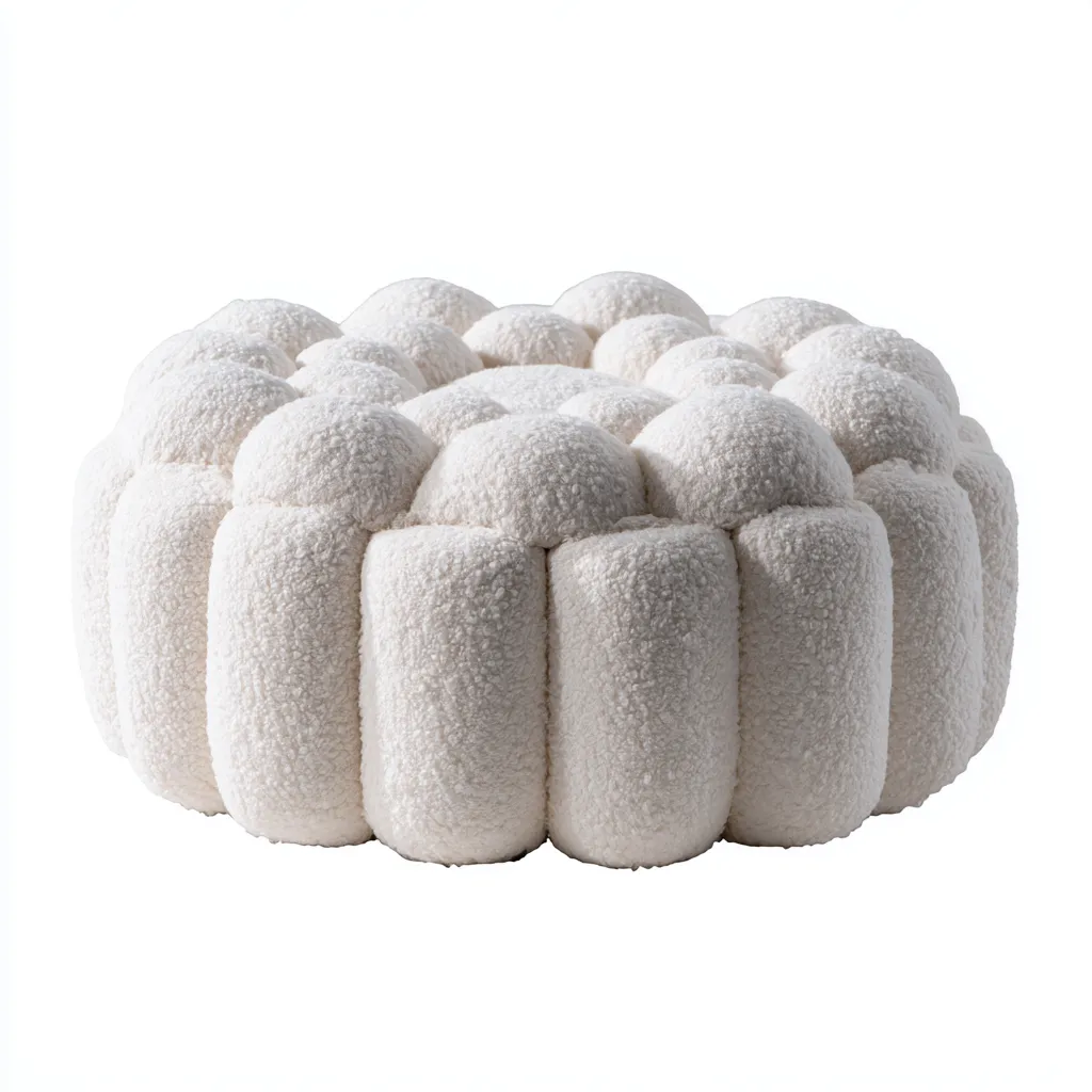 Pouf-boucle-62x62x36 cm-bianco crema-design moderno-Nestleia