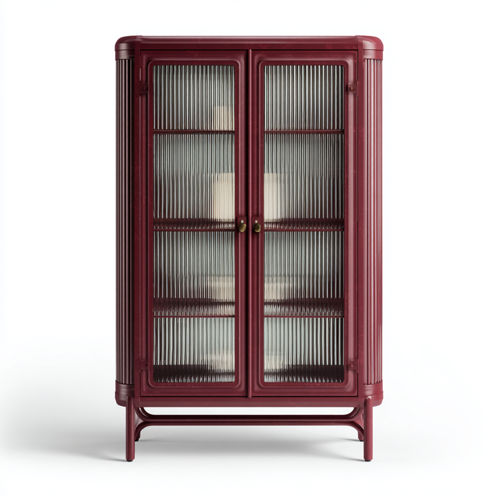 Vetrina-metallo-vetro-90x42x158 cm-bordeaux-moderno-Nestleia